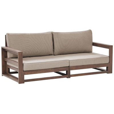 Beliani Garden Sofa 2 Seater Timor Modular Certified Acacia Wood Dark Brown from B&Q