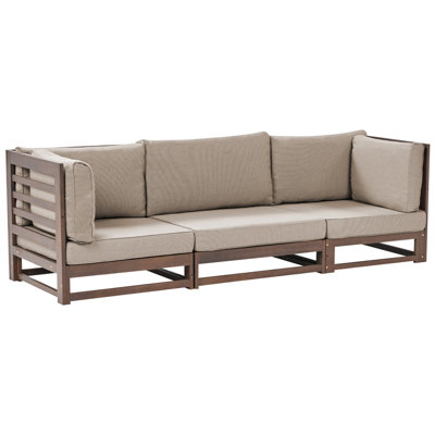 Beliani Garden Sofa 3 Seater Trani Modular Certified Acacia Wood Dark Brown from B&Q