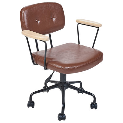 B&Q -  Desk Chair Algerita Faux Leather Brown