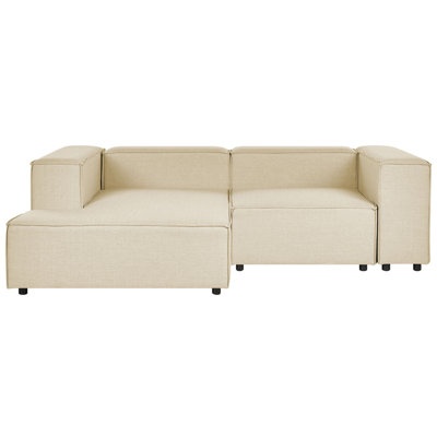 Beliani Modular Corner Sofa 2 Seater Aprica Faux Linen Beige Right Hand from B&Q
