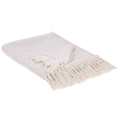 Beliani Blanket Yarsa Cotton 125 X 150 Cm Beige from B&Q