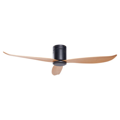Beliani Ceiling Fan Black And Light Wood Malad Black/Light