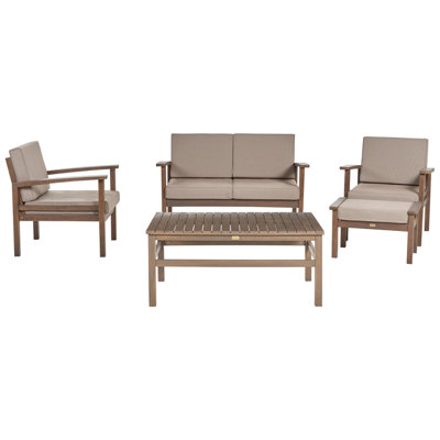 Beliani Garden Lounge Set With Table 4 Seater Manila Dark Brown Certified Acacia Wood