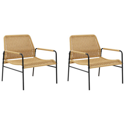B&Q -  Set Of 2 Garden Chairs Prasimo Pe Rattan Natural