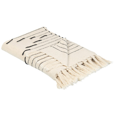 Beliani Blanket Uluyol Cotton 130 X 170 Cm Beige from B&Q