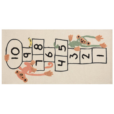 Beliani Cotton Kids Rug Hopscotch Print 80 X 150 Cm Multicolour Katiet