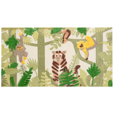 B&Q -  Kids Rug Janhto Green 80 X 150 Cm Cotton