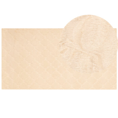 B&Q -  Faux Fur Rug Gharo Beige 80 X 150 Cm