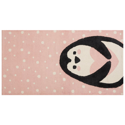 B&Q -  Kids Rug Pengkol Pink 80 X 150 Cm Cotton
