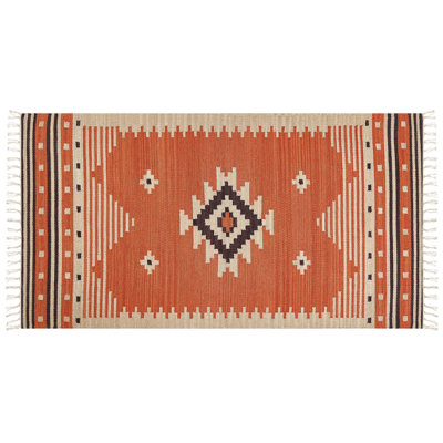 B&Q -  Rug Gavar Orange 80 X 150 Cm Cotton Kilim