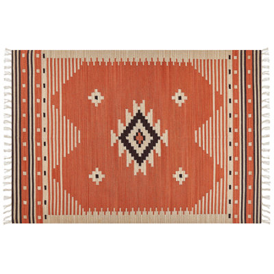 B&Q -  Rug Gavar Orange 160 X 230 Cm Cotton Kilim