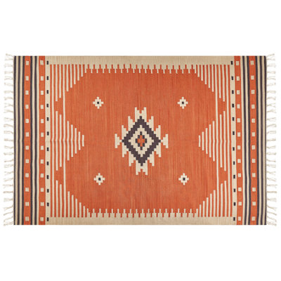 B&Q -  Rug Gavar Orange 200 X 300 Cm Cotton Kilim