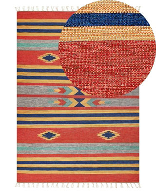 B&Q -  Rug Hatis Multicolour 140 X 200 Cm Cotton Kilim