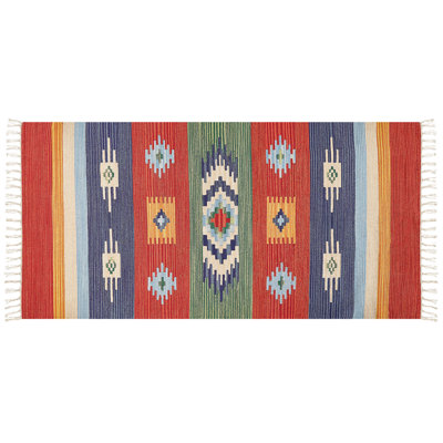 B&Q -  Rug Kamaris Multicolour 80 X 150 Cm Cotton Kilim