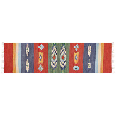 B&Q -  Rug Kamaris Multicolour 80 X 300 Cm Cotton Kilim