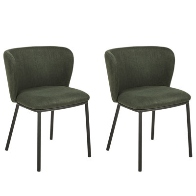 B&Q -  Set Of 2 Dining Chairs Mina Fabric Dark Green