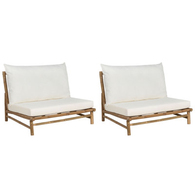 B&Q -  Set Of 2 Garden Chairs With Cushions Todi Bamboo Off-White