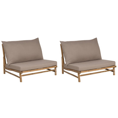 B&Q -  Set Of 2 Garden Chairs With Cushions Todi Bamboo Taupe