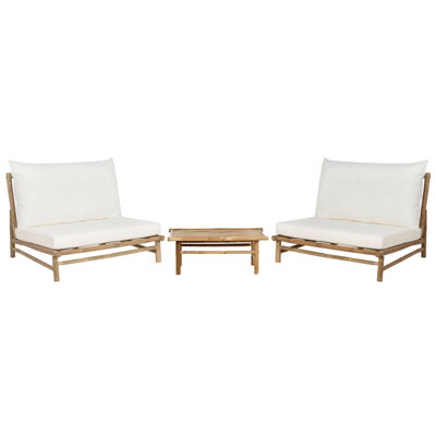 B&Q -  Garden Lounge Set With Table 2 Seater Todi Bamboo Off-White