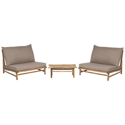 B&Q -  Garden Lounge Set With Table 2 Seater Todi Bamboo Taupe