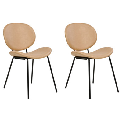 Beliani Set Of 2 Dining Chairs Luana Faux Leather Sand Beige from B&Q