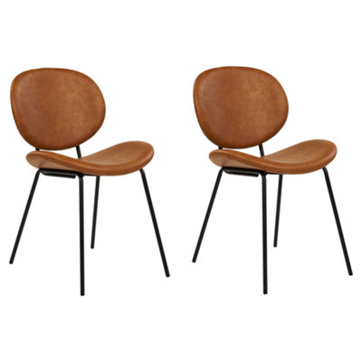 Beliani Set Of 2 Dining Chairs Luana Faux Leather Golden Brown from B&Q