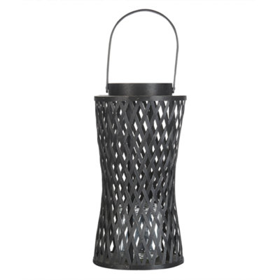 B&Q -  Lantern Mactan Bamboo 38 Cm Black