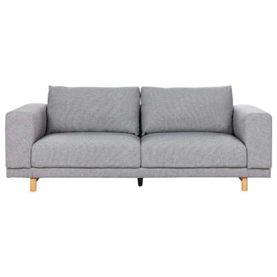 Beliani 3 Seater Fabric Sofa Nivala Grey