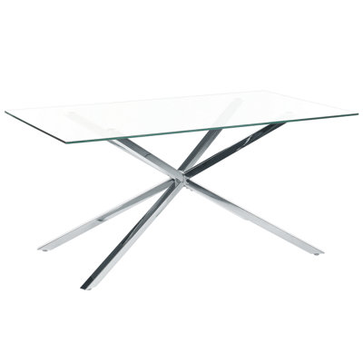 B&Q -  Dining Table Cora Silver 160 Cm 90 Cm Tempered Glass