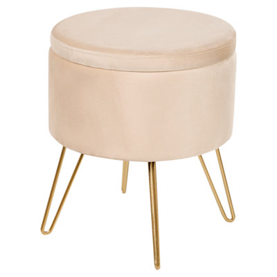Beliani Storage Pouffe Silas Cream Velvet 42 Cm 42 Cm