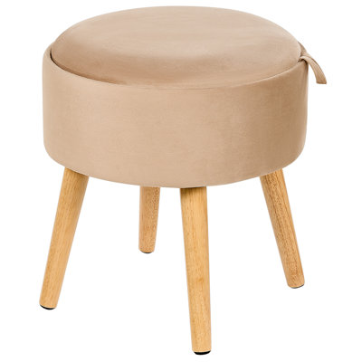 B&Q -  Storage Stool Neely Velvet Beige