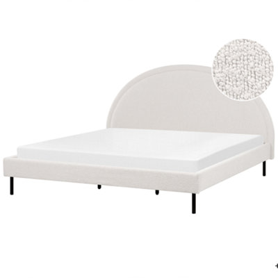 Beliani Bed Boucle Margut 180 X 200 Cm (Eu Super King) White from B&Q