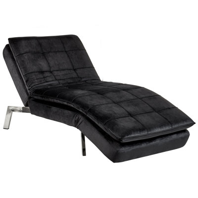 Beliani Chaise Longue Loiret Velvet Black from B&Q