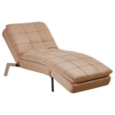 Beliani Chaise Longue Loiret Velvet Light Brown from B&Q