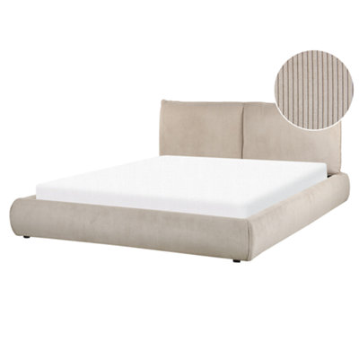 Beliani Bed Corduroy Vinay 160 X 200 Cm (Eu King Size) Taupe from B&Q