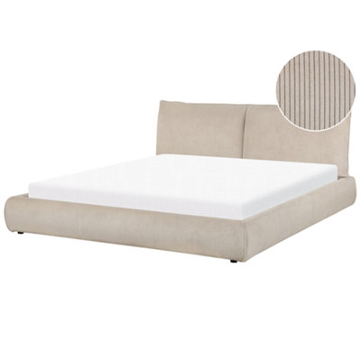 Beliani Waterbed Corduroy Vinay 180 X 200 Cm (Eu Super King) Taupe from B&Q