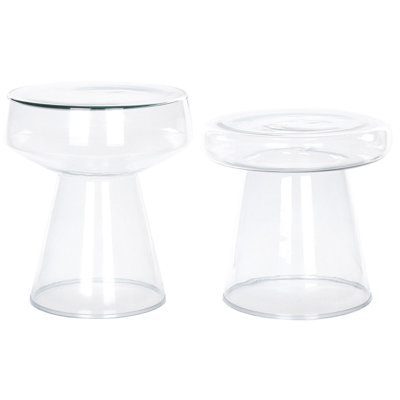 B&Q -  Set Of 2 Side Tables Laguna/caldera Transparent