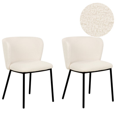 Beliani Set Of 2 Dining Chairs Mina Boucle Off-White from B&Q