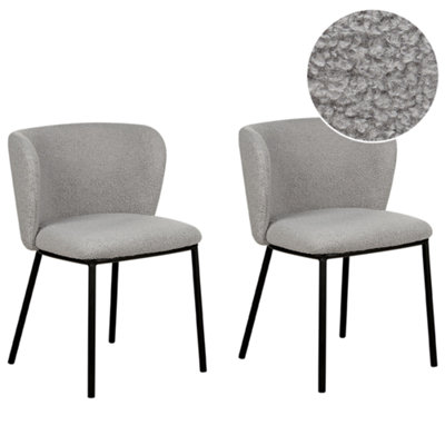 Beliani Set Of 2 Dining Chairs Mina Boucle Grey from B&Q