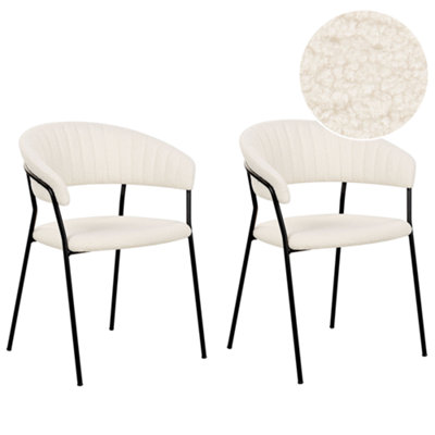 B&Q -  Set Of 2 Dining Chairs Mariposa Boucle Off-White