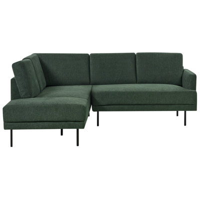 Beliani Corner Sofa 4 Seater Breda Fabric Dark Green Right Hand from B&Q