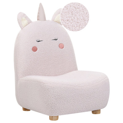 B&Q -  Kids Armchair Unicorn Lulea Boucle Pastel Pink