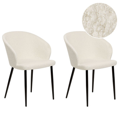 B&Q -  Set Of 2 Dining Chairs Mason Boucle Off-White
