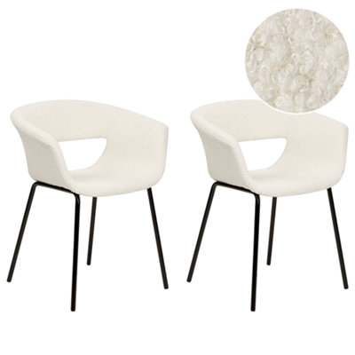 B&Q -  Set Of 2 Dining Chairs Elma Boucle Off-White
