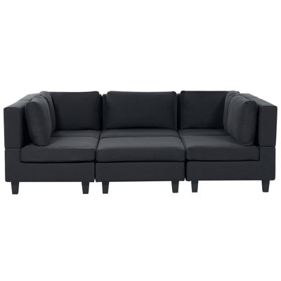 Beliani Modular U-Shape Sofa 5 Seater Unstad Fabric Black With Ottoman from B&Q