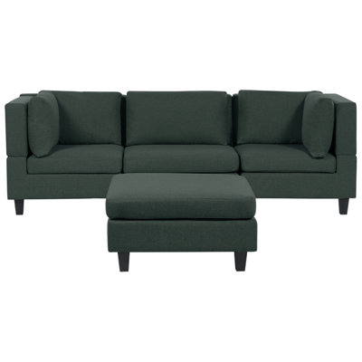 Beliani Modular Sofa 3 Seater Unstad Dark Green Fabric With Ottoman from B&Q