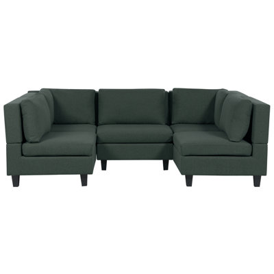 Beliani Modular U-Shape Sofa 5 Seater Unstad Dark Green Fabric from B&Q