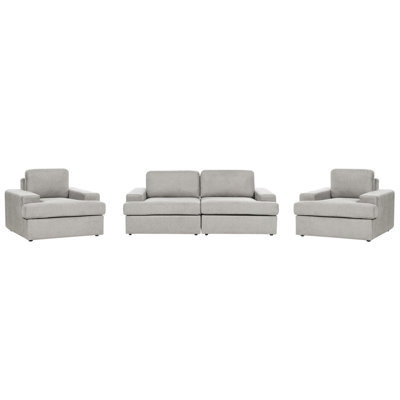 Beliani Living Room Set 5 Seater Alla Fabric Light Grey