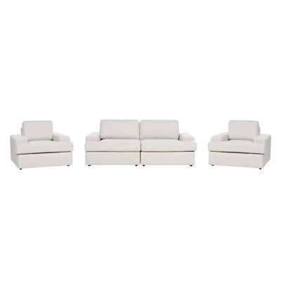 Beliani Living Room Set 5 Seater Alla Fabric Light Beige