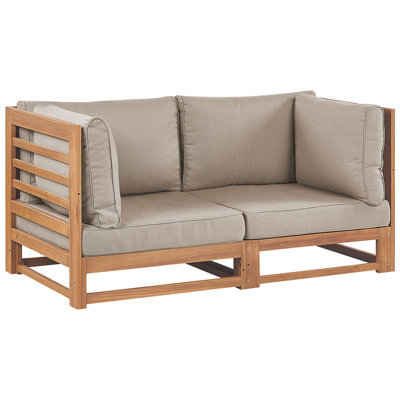 Beliani Garden Sofa 2 Seater Trani Modular Certified Acacia Wood Light Brown from B&Q